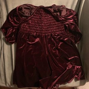 Maroon velvet urban outfitters romper
